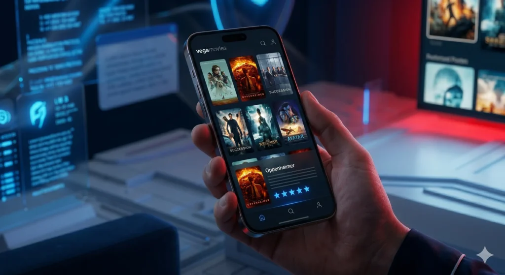 comparing vegamovies ratings and reviews on a smartphone